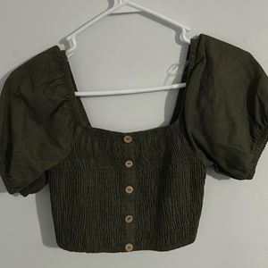 Military Green crop top, Size Medium